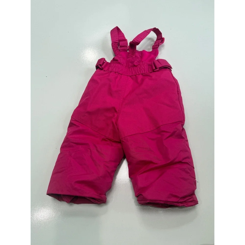 Cat & Jack Pink Insulated Snow Bibs Toddler Girls Size 12M Winter Overalls